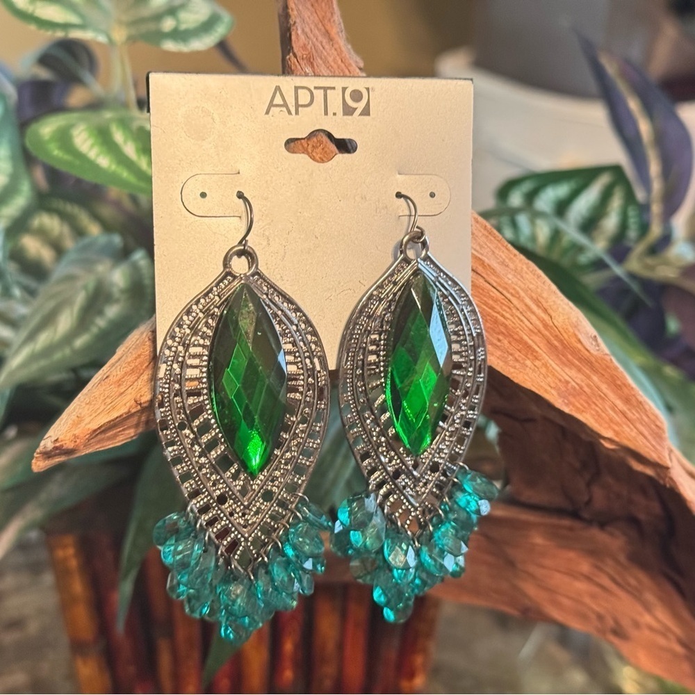 Apt. 9 Green & Silver Statement Dangle Earrings